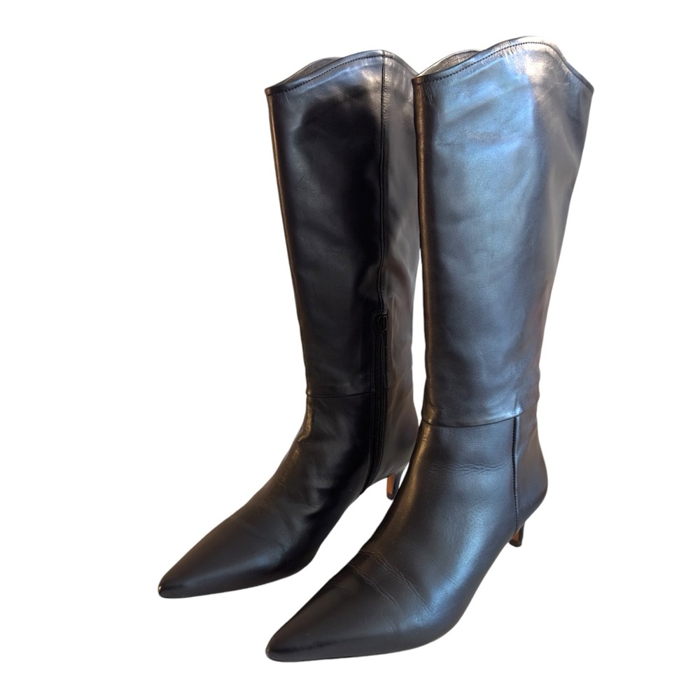Joie Women's Kehlani Nappa Leather 
Zip-Up Heeled Knee High Boots Black size 8